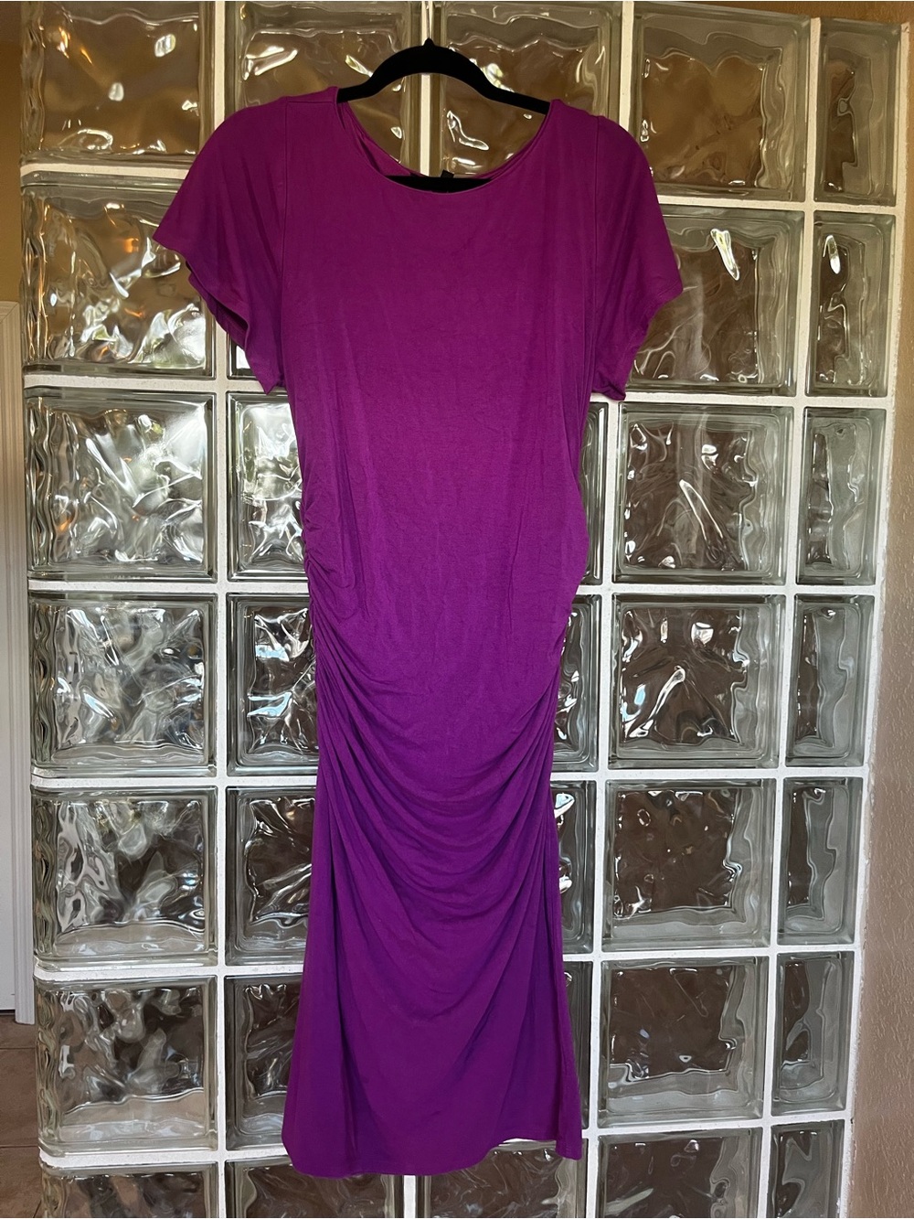 White House Black Market Magenta Midi Dress with Side Ruching